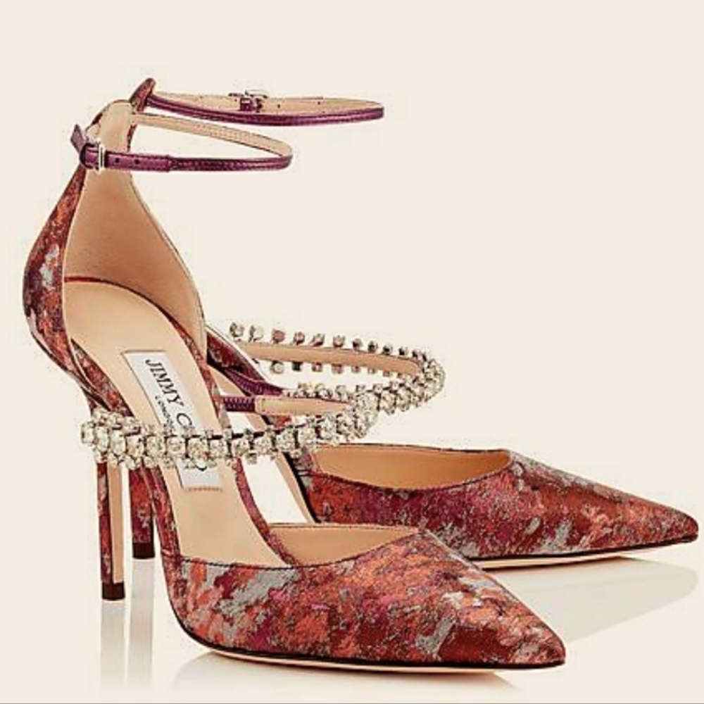 Jimmy Choo Bobbie Heels Brocade size 38.5 NEW without box
